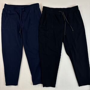 T by Talbots Navy and Black Drawstring Casual Pull On Pants Pockets Pima Cotton